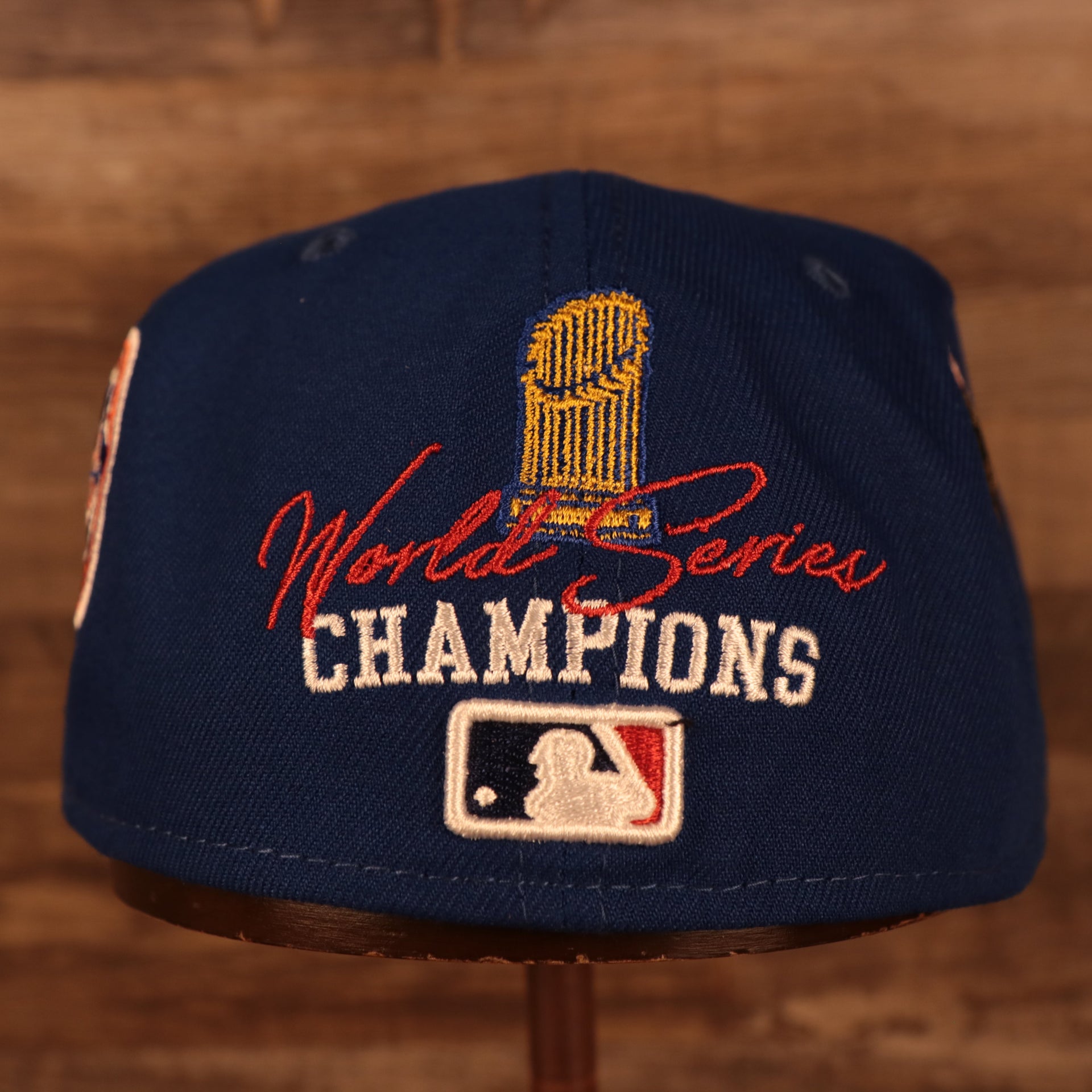 back side of the New York Mets Cooperstown "Championship Rings" All Over Side Patch Gray Bottom 59FIFTY Fitted Cap
