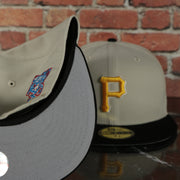 grey under visor on the Pittsburgh Pirates World Class 5-Time World Series Champions Two Grey Bottom | Sand/Black 59Fifty Fitted Cap