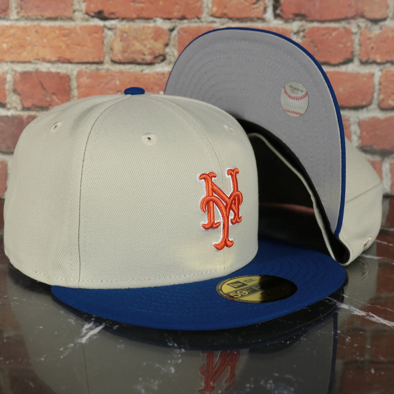 New York Mets World Class 2-Time World Series Champions Two Tone Grey Bottom | Sand/Royal 59Fifty Fitted Cap