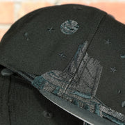planetary space scenery details on the Philadelphia Phillies Cooperstown Planetary Space Scenery Grey bottom | Black 59Fifty Fitted Cap