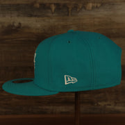 wearers left side on the Miami Dolphins "Patch Up" 1993 Pro Bowl Side Patch Gray Bottom 59Fifty Teal Fitted Cap