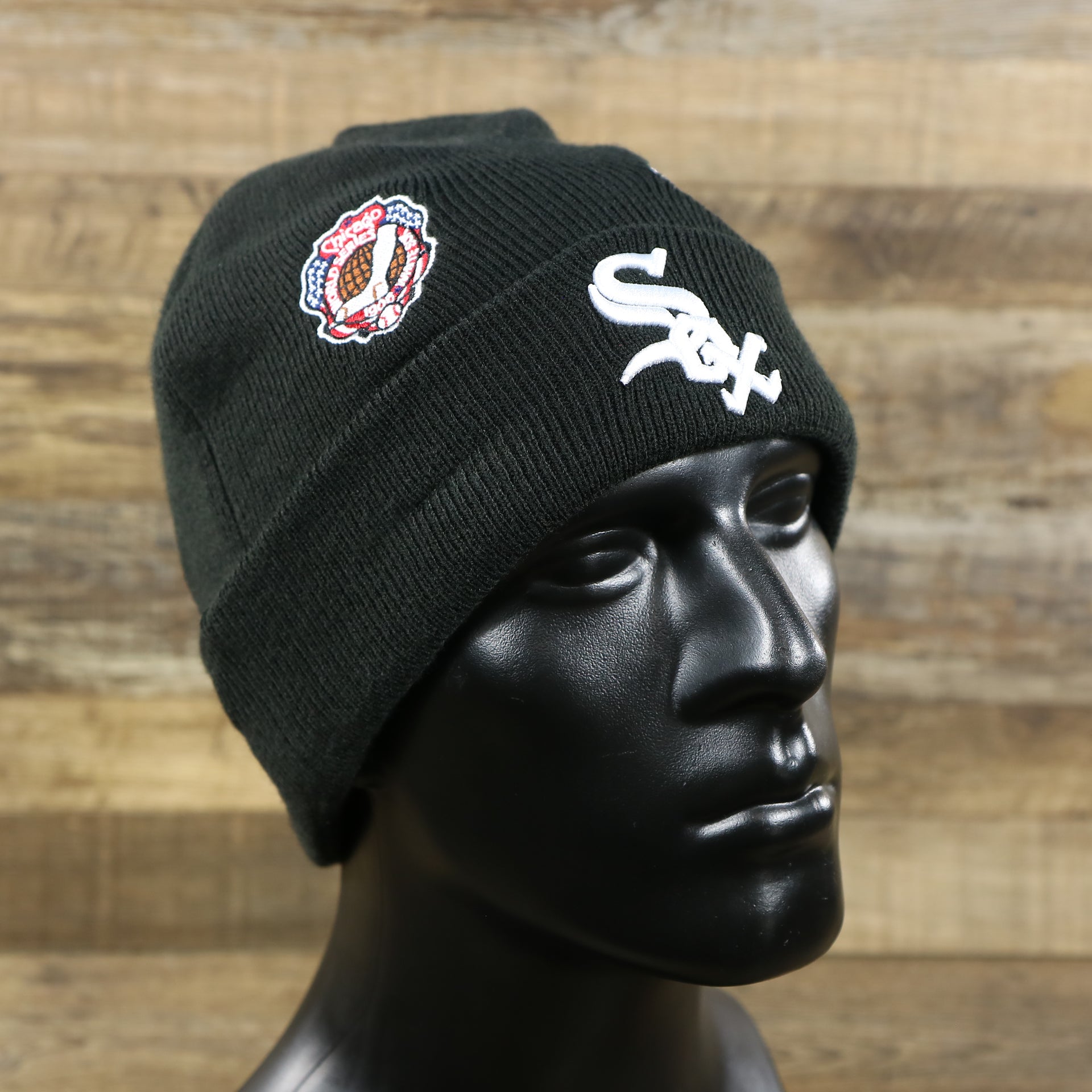 The Chicago White Sox All Over World Series Side Patch 3x Champion Knit Cuff Beanie | New Era, Black