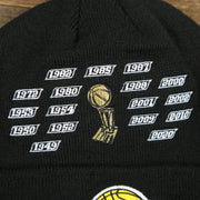 The 17x Championship Wins on the Los Angeles Lakers All Over NBA Finals Side Patch 17x Champion Knit Cuff Beanie | New Era, Black
