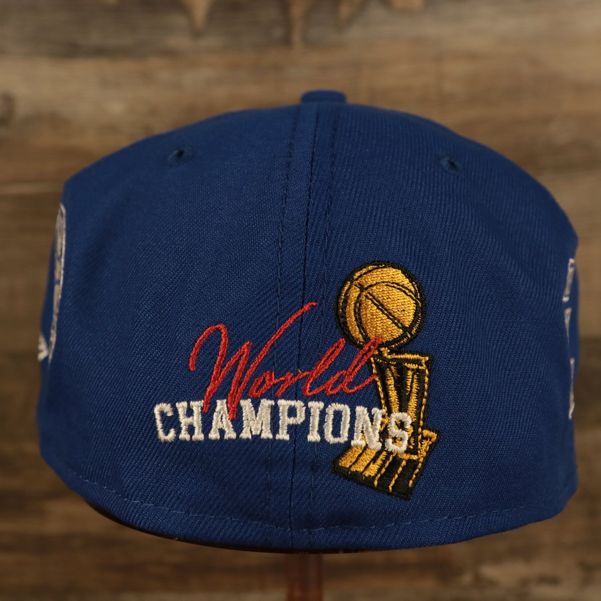 back side of the Philadelphia 76ers "Championship Rings" All Over Side Patch Gray Bottom 59FIFTY Fitted Cap