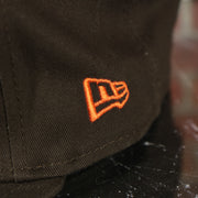 new era logo on the New Era Cleveland Browns 1959-1969 Vintage logo Grey Bottom | Brown 9Fifty Snapback Hat