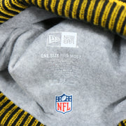The Tag on the Pittsburgh Steelers On Field Sideline Cuffed Winter Knit Pom Pom Beanie | Yellow Winter Beanie