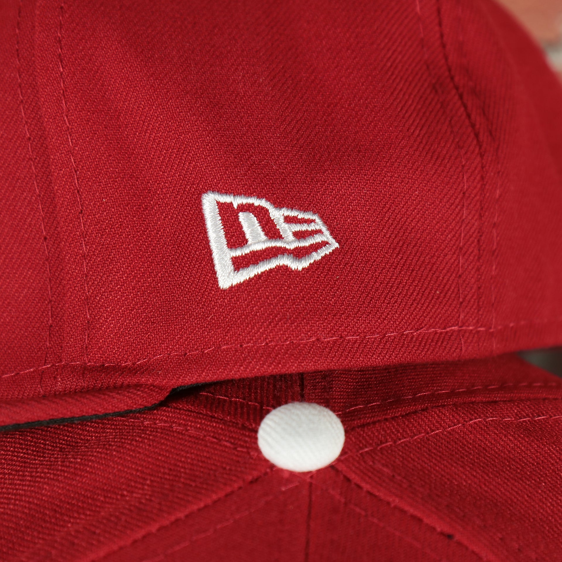 new era logo on the Reading Fightin Phils on Field Plain Jane MiLB Black bottom | Red 59Fifty Fitted Cap