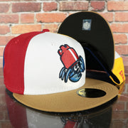 Jersey Shore On Field Plain Jane Blueclaws Bucket Blueclaw  MiLB Black bottom 4 Tone | White/Red/Tan/Royal 59Fifty Fitted Cap
