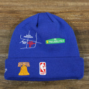 The backside of the Philadelphia 76ers "City Transit" 59Fifty Fitted Matching All Over Side Patch Beanie
