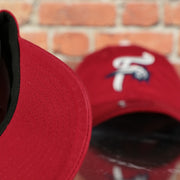red under visor on the Reading Fightin Phils MiLB Red bottom | Red 9Twenty Youth Dad Hat