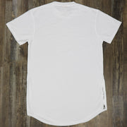 Back of the Scallop Hem Curved Bottom Long Fit Extended Men's Streetwear T-Shirt with Side Zippers | White