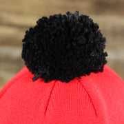 The Black Pom Pom on the Chicago Bulls Striped Cuff Pom Pom Winter Beanie | Red Winter Beanie