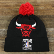 The front of the Chicago Bulls World Champions 72-10 Cuffed Winter Beanie to Match Jordan 11s | Black Winter Beanie