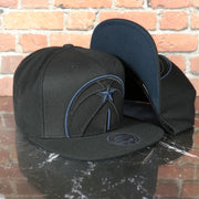 Washington Wizards XL Logo Black Mitchell and Ness Snapback Hat