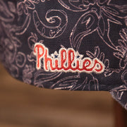 phillies name logo Philadelphia Phillies Floral Pattern Blue Women's 9Twenty Adjustable Dad Hat