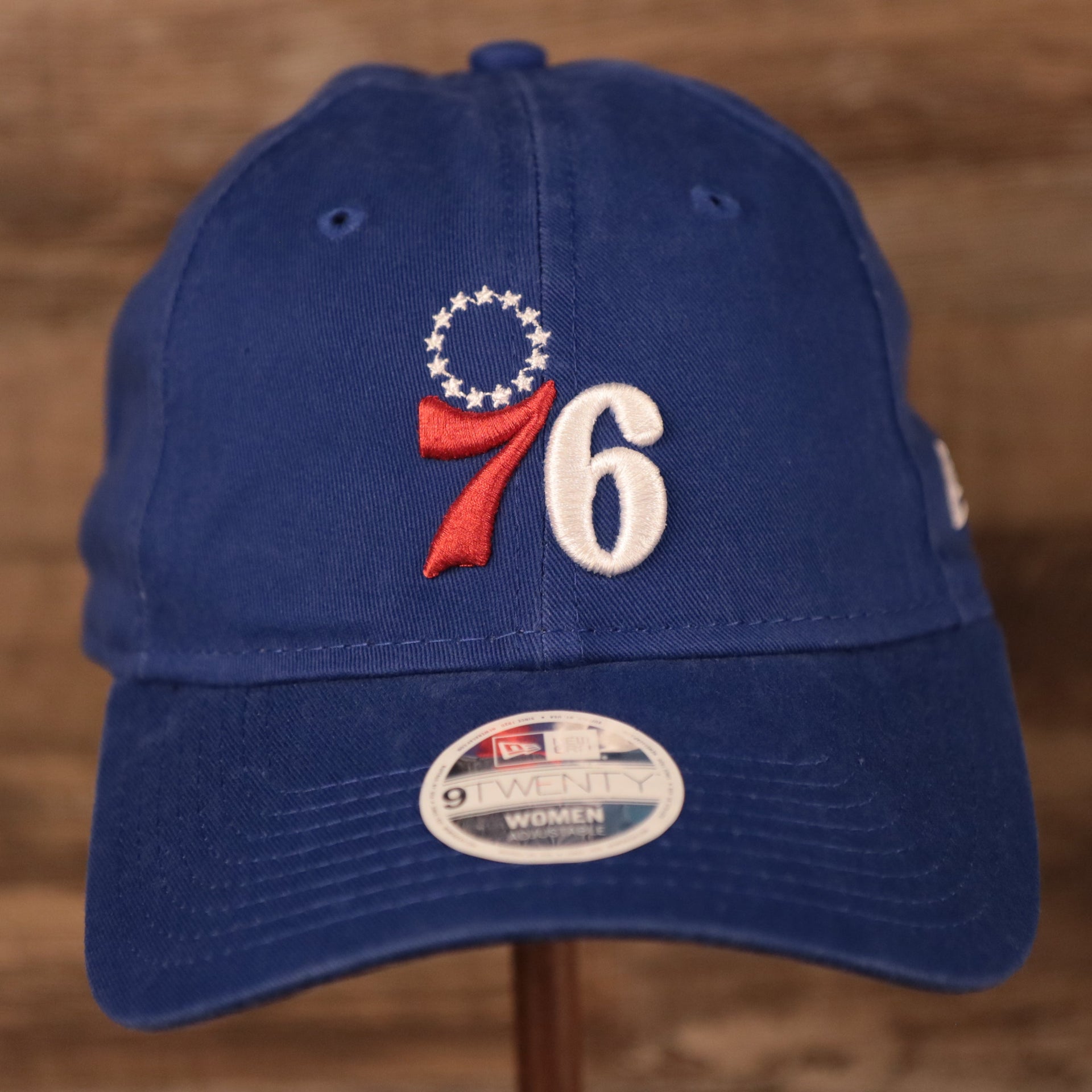 front side of the Philadelphia 76ers Blue Adjustable Women's Dad Hat