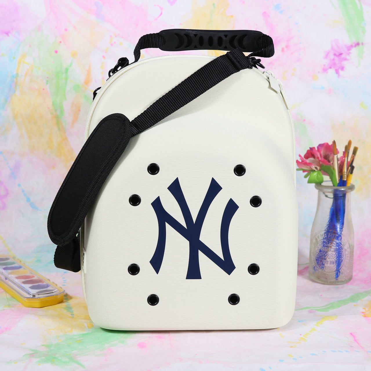 New York Yankees Spring Watercolor Floral Print Cap Carrier | White Hat Carrier