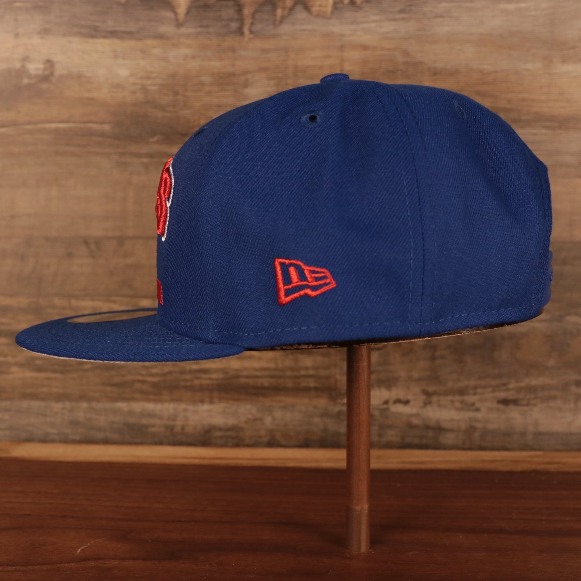Wearer's left of the Vintage Philadelphia 76ers Cap | 1949 Philadelphia x Pennsylvania Royal 9Fifty Snapback Hat