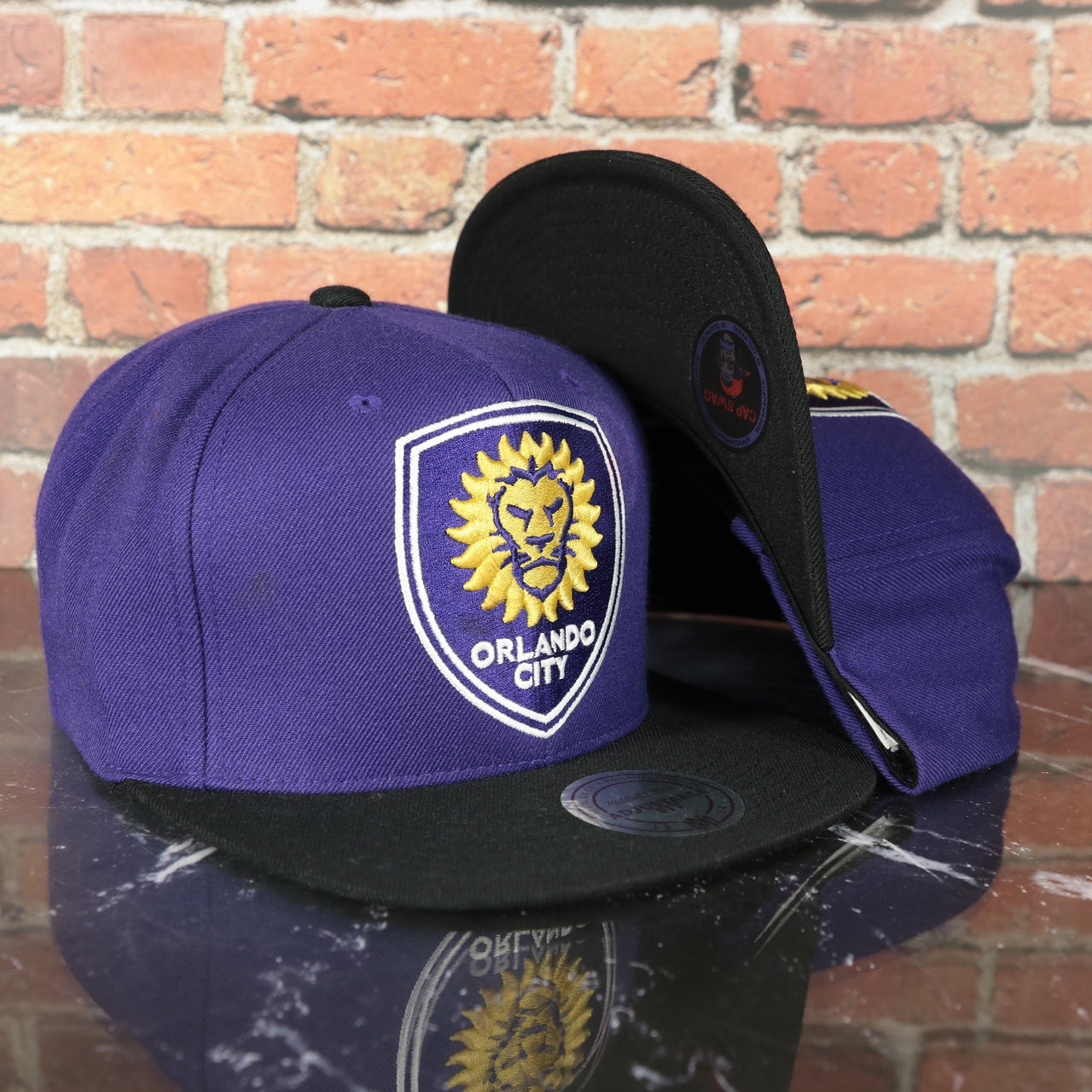 Orlando City Lions XL Logo Two Tone Purple on Black Snapback Hat