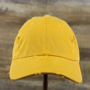 The front of the Mustard Yellow Flat Brim Distressed Blank Baseball Hat | Yellow Dad Hat