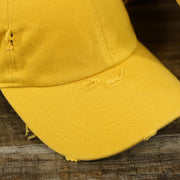 The visor on the Mustard Yellow Flat Brim Distressed Blank Baseball Hat | Yellow Dad Hat
