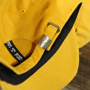 The Adjustable Strap on the Mustard Yellow Flat Brim Distressed Blank Baseball Hat | Yellow Dad Hat