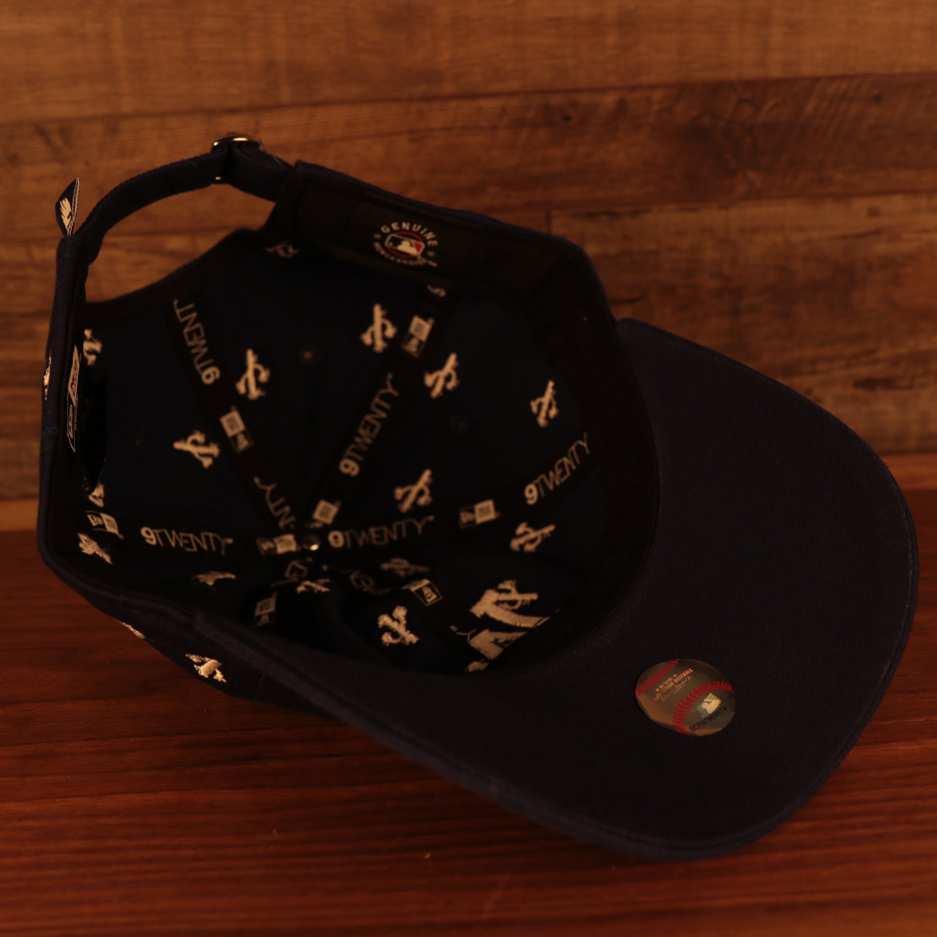 under side of the Los Angeles Dodgers Spring Training 2022 Women's All Over Cactus Black 9Twenty Dad Hat