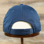 The backside of the Youth Navy Blue Flat Brim Blank Baseball Hat | Kid’s Dark Blue Dad Hat