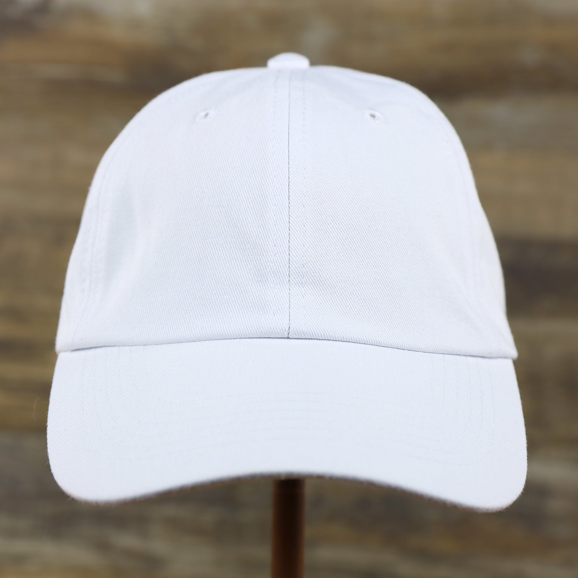 The front of the Snow White Blank Baseball Hat | White Dad Hat