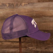 wearers right side of the TCU Horned Frogs Purple Adjustable Trucker Dad Hat