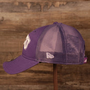 wearers left side of the TCU Horned Frogs Purple Adjustable Trucker Dad Hat