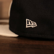 Close up of the New Era logo on the Penn State Nittany Lions My 1st 9Fifty Baby Snapback Hat | Navy/White