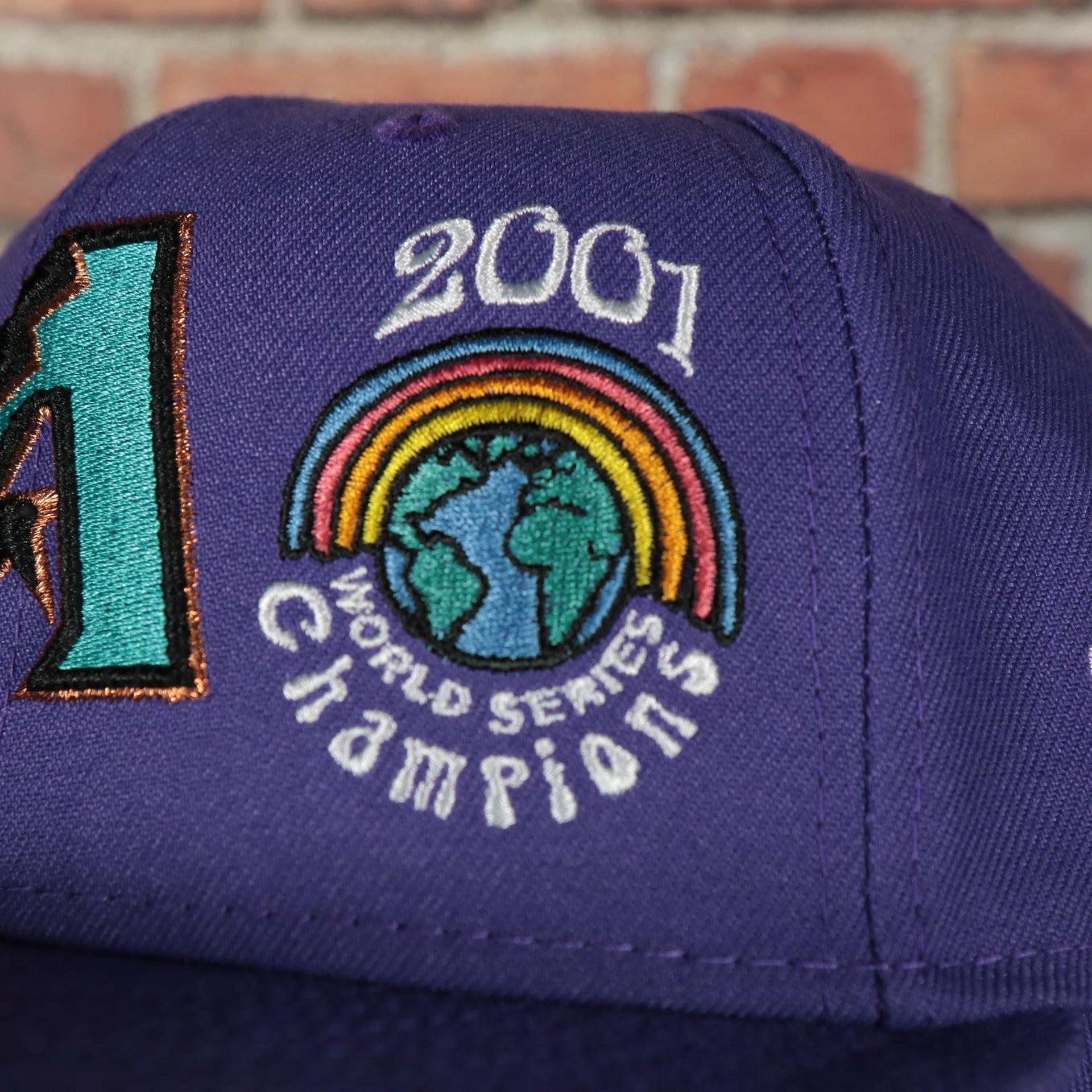 2001 world series champions patch on the Arizona Diamondbacks Cooperstown Groovy World Series Champions Patch 59Fifty Fitted Cap | New Era Groovy Side Patch 5950