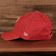 wearers left side of the Philadelphia Phillies Floral Pattern Red Child 9Twenty Adjustable Dad Hat