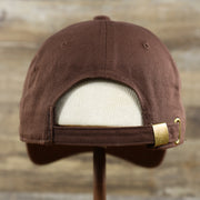 The backside of the Chocolate Bent Brim Blank Baseball Hat | Brown Dad Hat