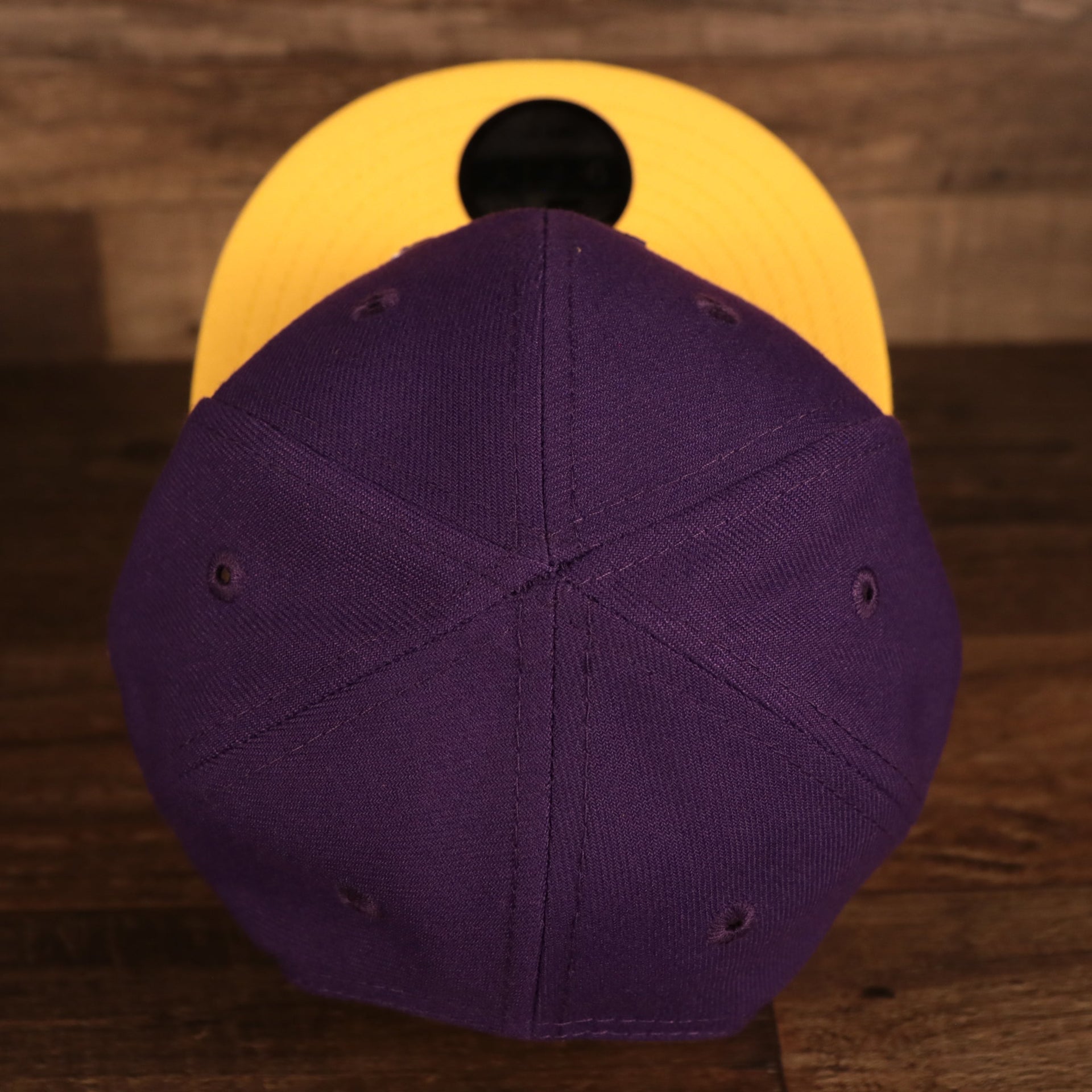 Top down view of the Los Angeles Lakers My 1st 9Fifty Baby Snapback Hat | Purple/Yellow