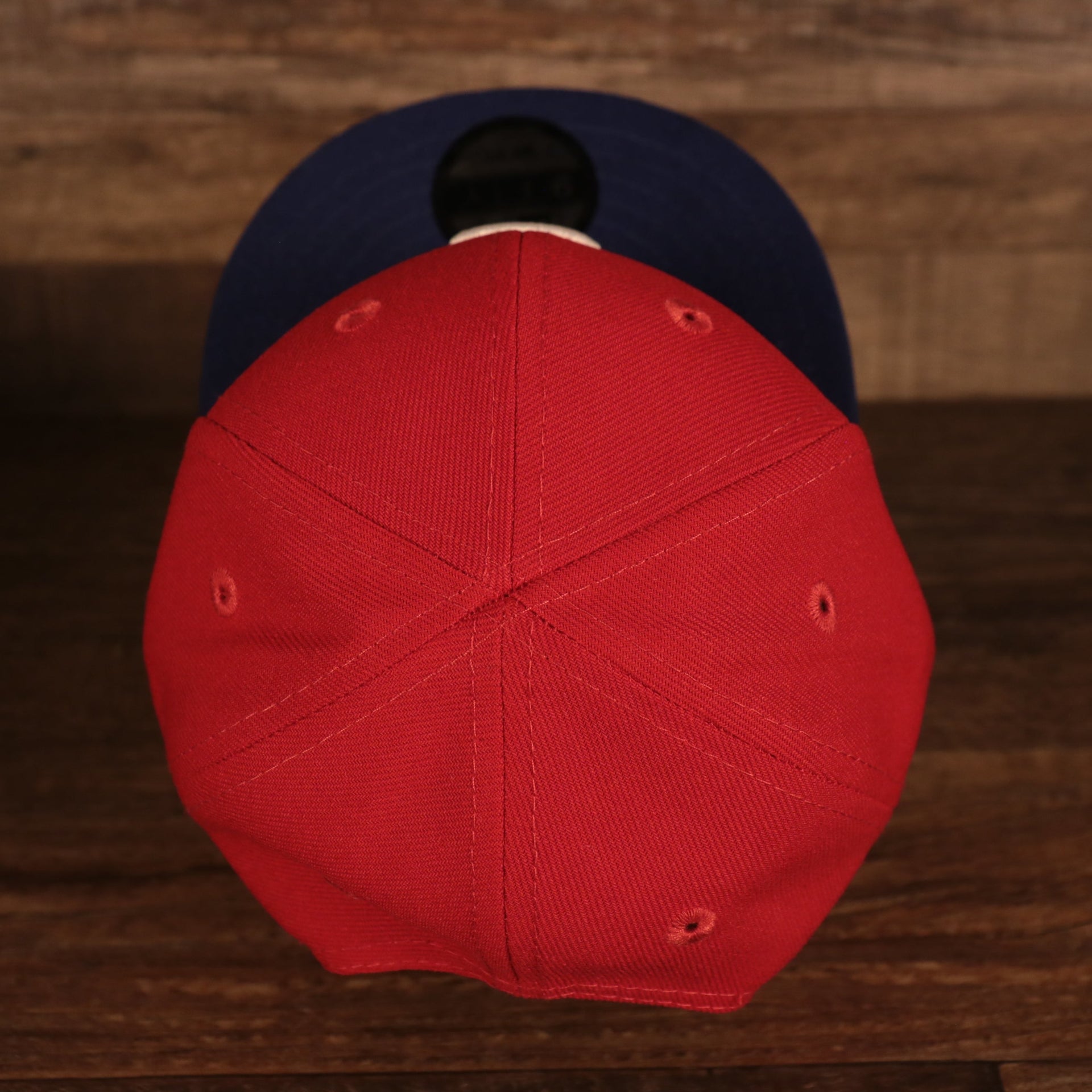Top down view of the Philadelphia Phillies My 1st 9Fifty Baby Snapback Hat | Red/Royal