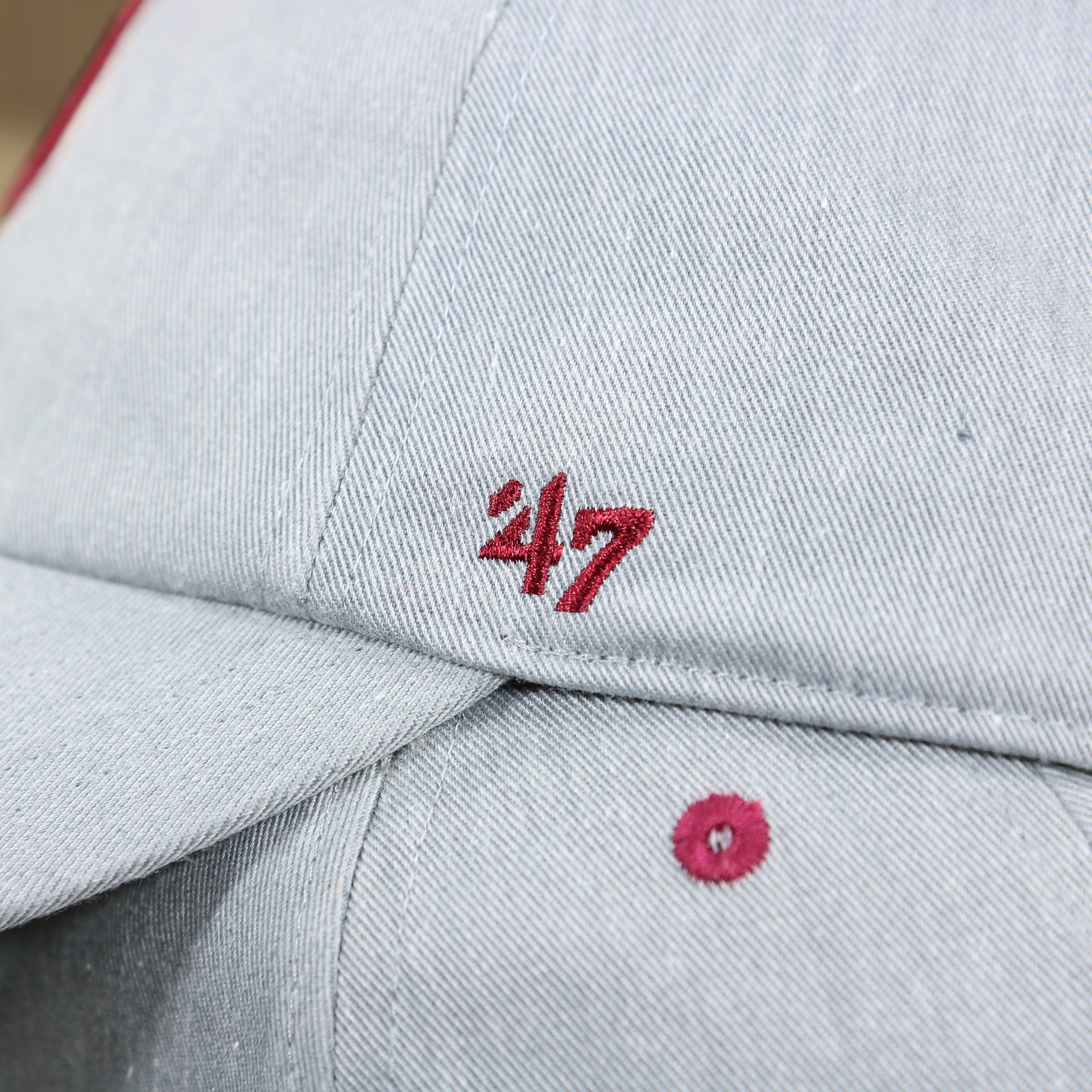 The 47 Brand Logo on the Cooperstown Phillies Logo Green Bottom Philadelphia Phillies Dad Hat | Gray Dad Hat