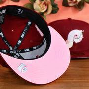 The pink undervisor on the Cooperstown Philadelphia Philadelphia Pink Undervisor Sakura Tree Embroidered 59Fifty Fitted Cap | Maroon 59Fifty Cap