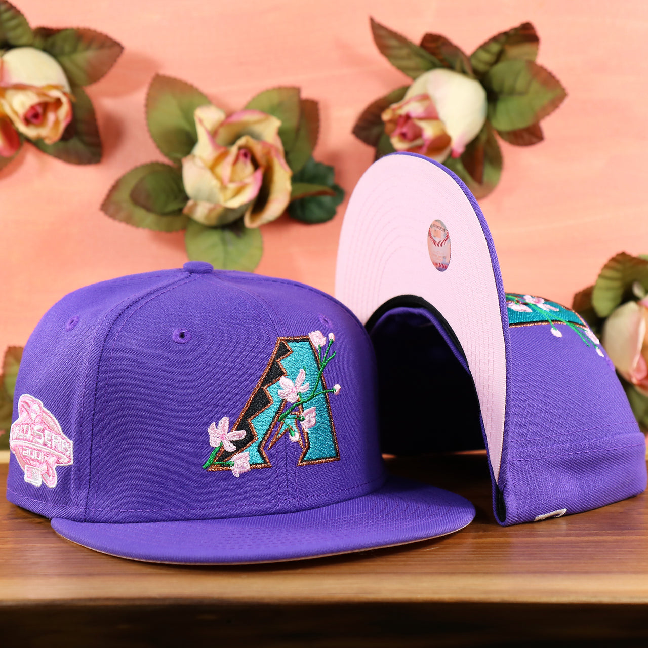The Cooperstown Arizona Diamondbacks Pink Undervisor Sakura Tree Embroidered 59Fifty Fitted Cap | Purple 59Fifty Cap