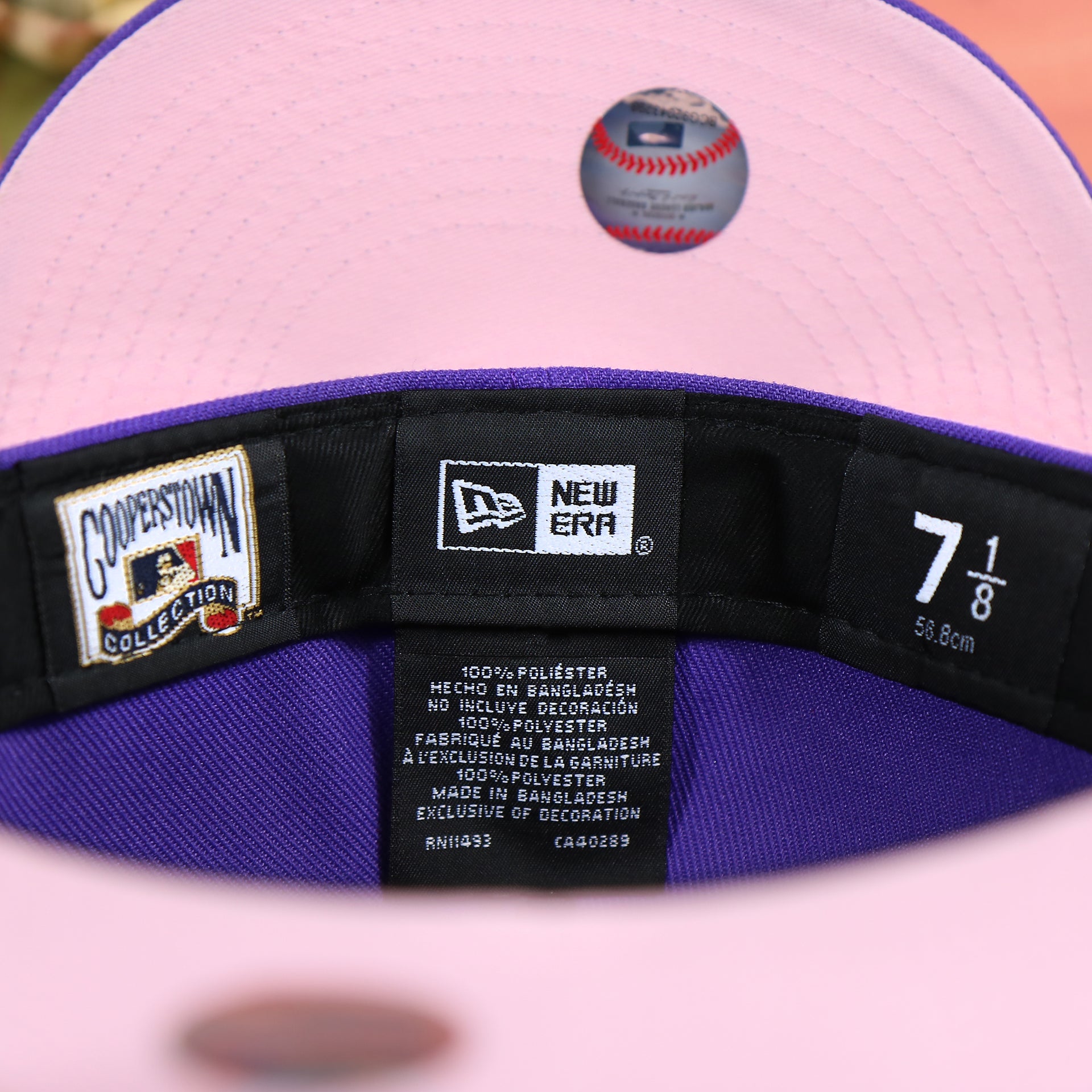 The Tags on the Cooperstown Arizona Diamondbacks Pink Undervisor Sakura Tree Embroidered 59Fifty Fitted Cap | Purple 59Fifty Cap