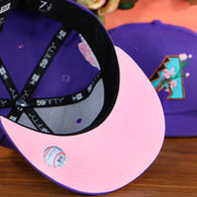 The Pink Undervisor on the Cooperstown Arizona Diamondbacks Pink Undervisor Sakura Tree Embroidered 59Fifty Fitted Cap | Purple 59Fifty Cap