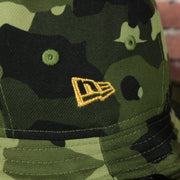 new era logo on the Philadelphia Phillies 2022 Armed Forces Day / Memorial Day Side Patch Boonie Bucket Hat | Camo