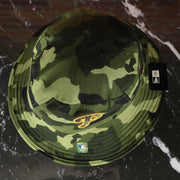 top view of the Philadelphia Phillies 2022 Armed Forces Day / Memorial Day Side Patch Boonie Bucket Hat | Camo