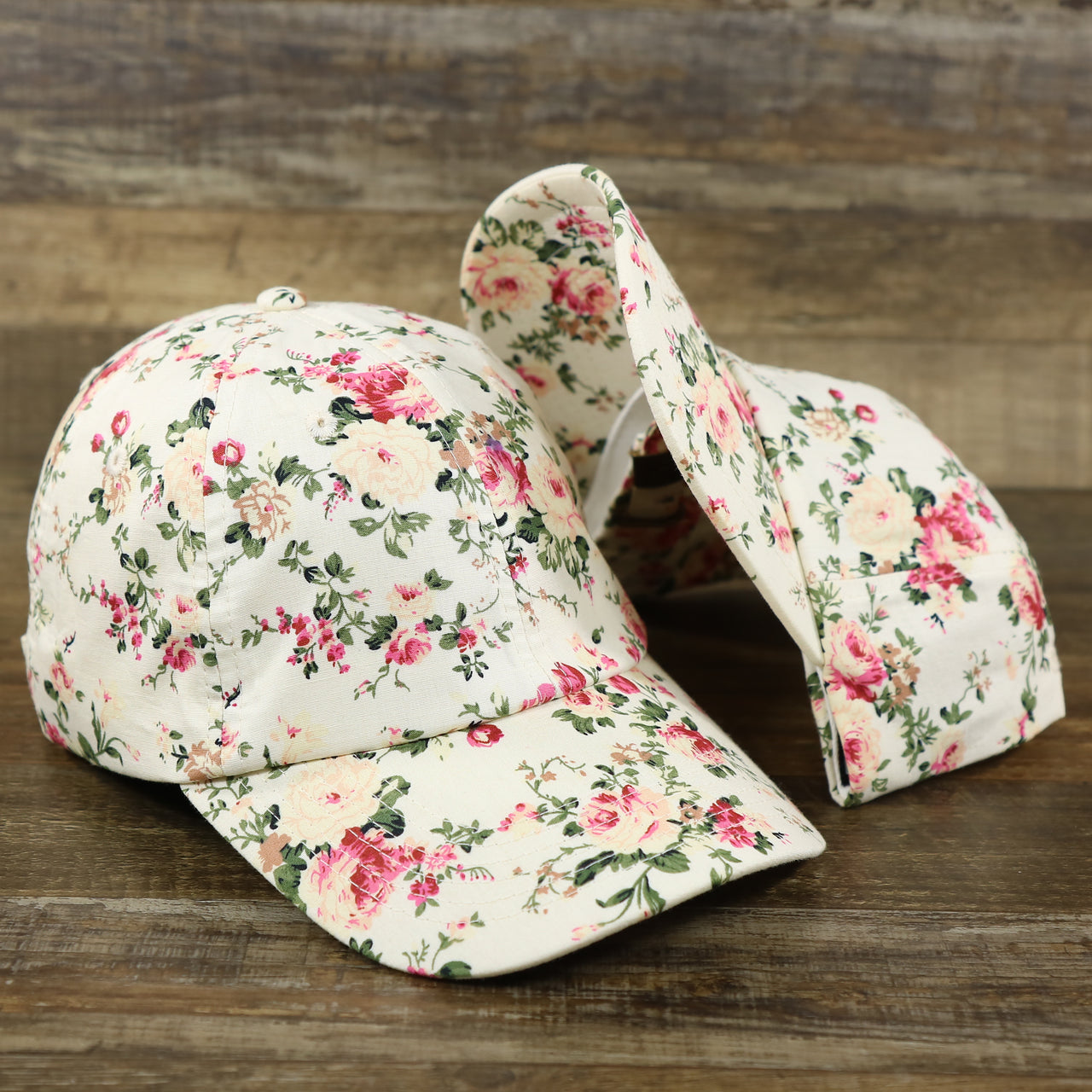 The Floral Print Blank Adjustable Baseball Hat | Cream Dad Hat