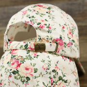 The Cream Adjustable Strap on the Floral Print Blank Adjustable Baseball Hat | Cream Dad Hat