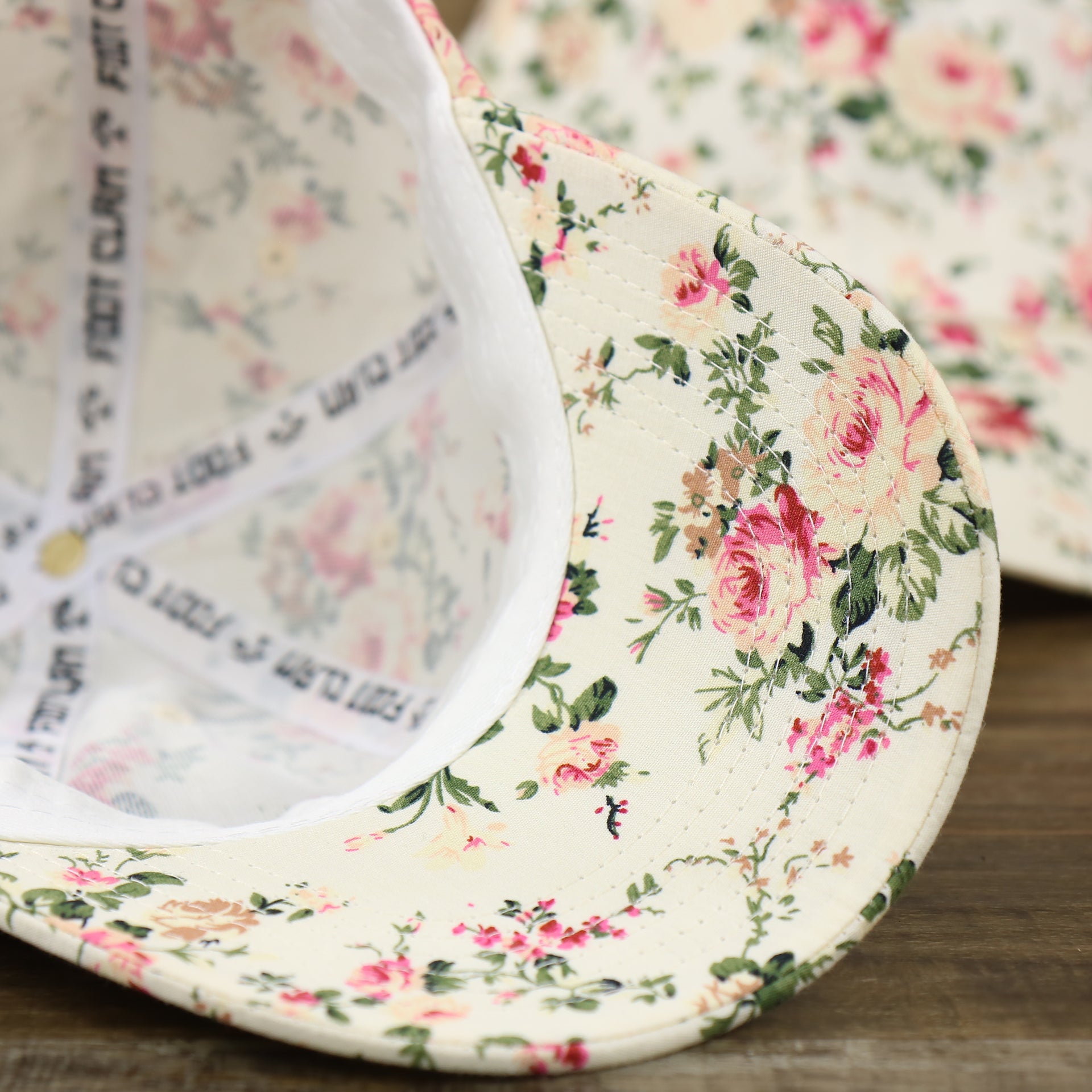 The undervisor on the Floral Print Blank Adjustable Baseball Hat | Cream Dad Hat