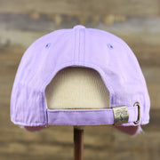 The backside of the Lavender Flat Brim Distressed Blank Baseball Hat | Light Purple Dad Hat