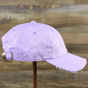 the wearer's right on the Lavender Flat Brim Distressed Blank Baseball Hat | Light Purple Dad Hat
