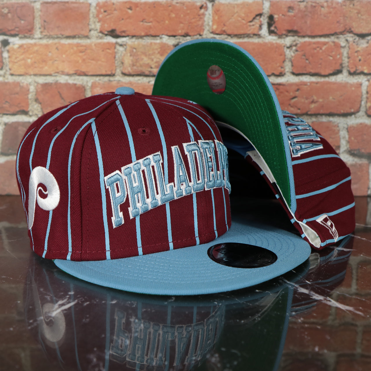 Cooperstown Philadelphia Phillies City Arch Striped 9Fifty Snapback Cap | Maroon 9Fifty Cap